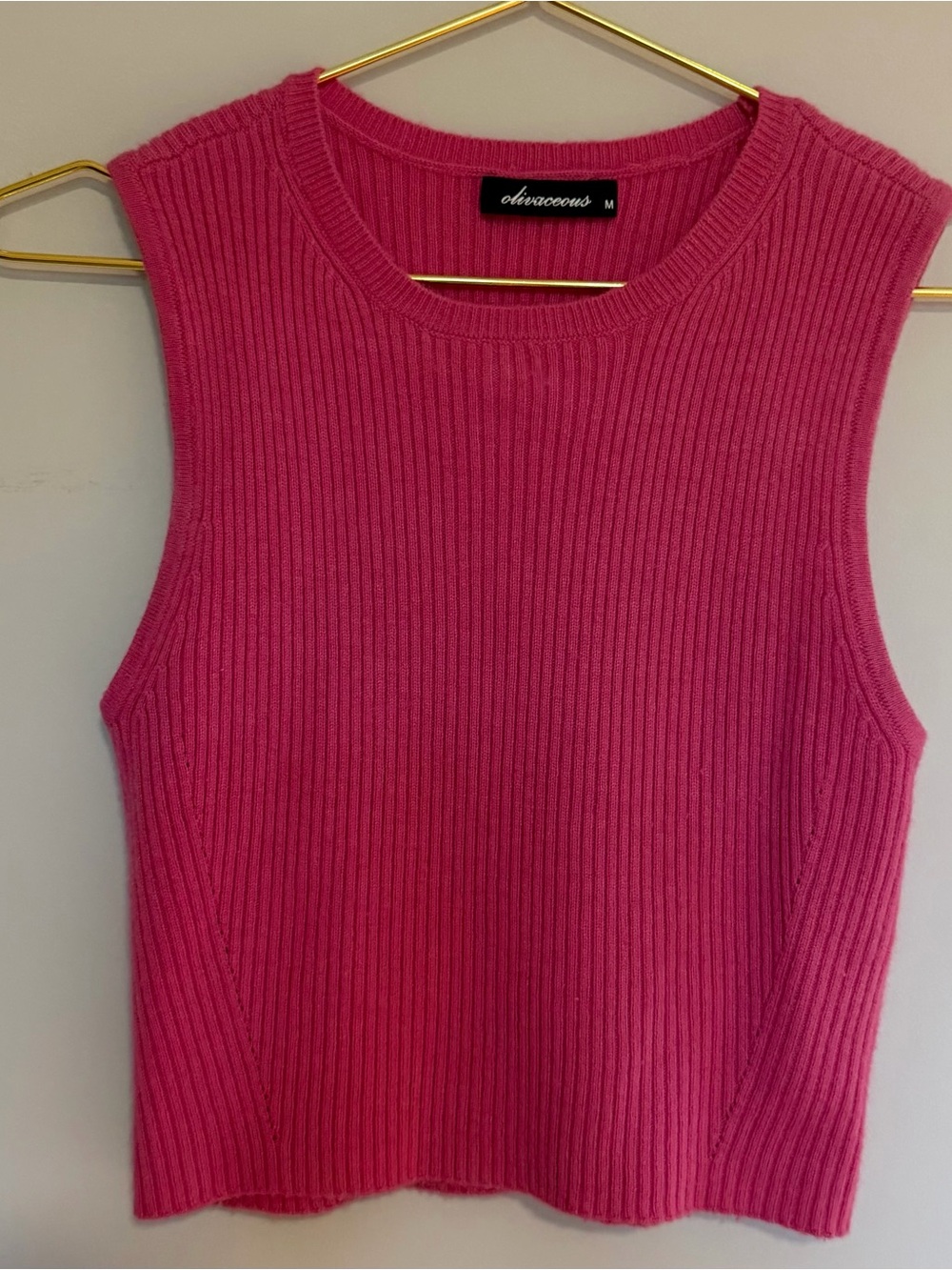 Olivaceous Ribbed Sleeveless Tank - Bright Pink